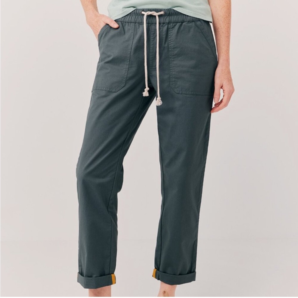 Pact Woven Twill Roll Up Pant Organic Cotton Pull On Drawstring Waist